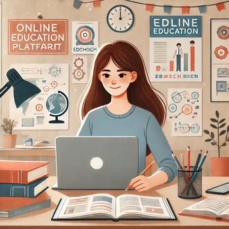 Online eğitim platformunda ders alan bir öğrenci