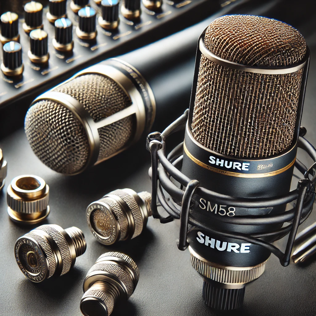 Shure SM58 ve Shure SM57 mikrofon modellerinin yakın çekim fotoğrafı. 