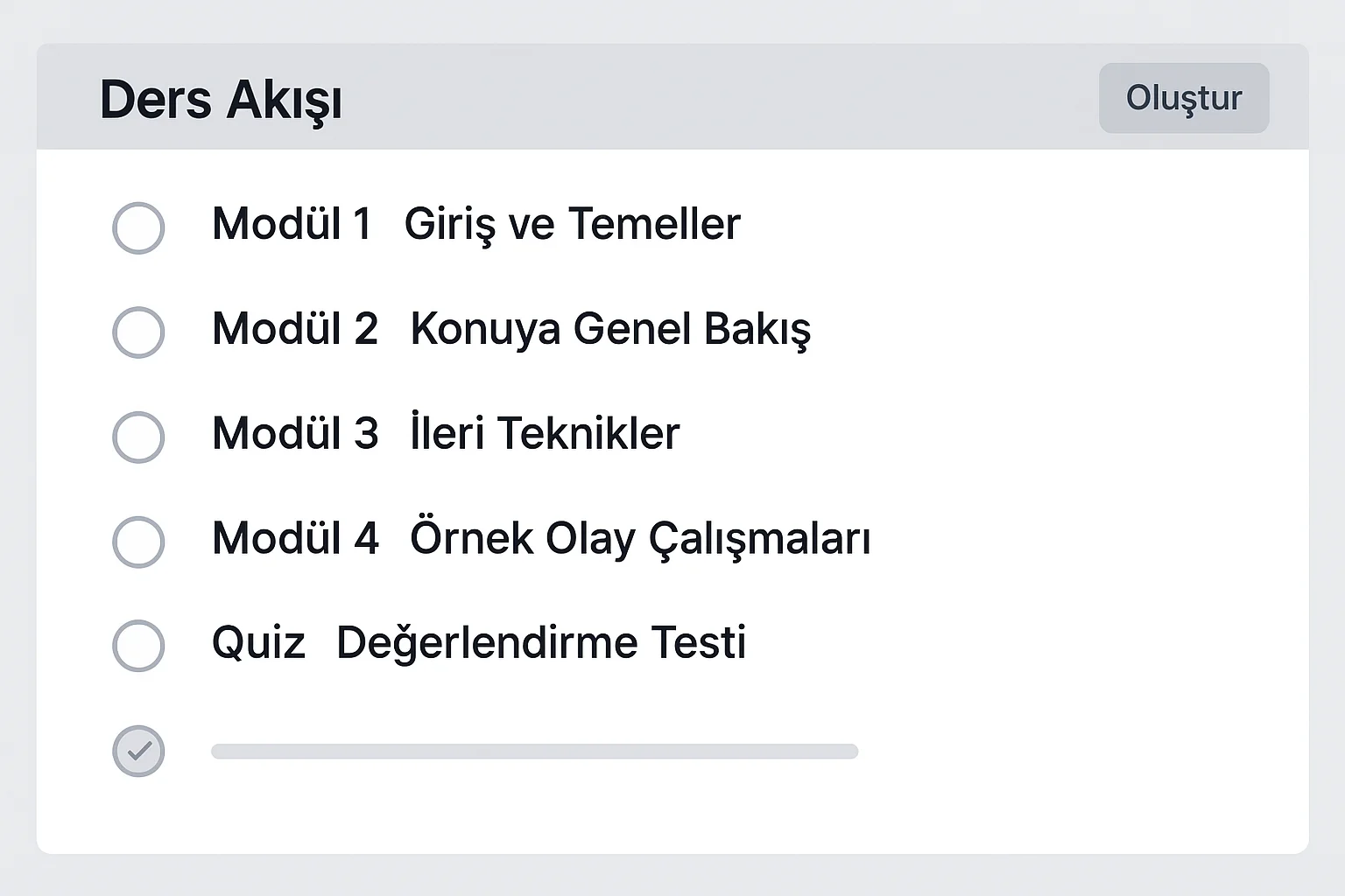 Online eğitim hazırlama için ders akışı ve modül planı örneği